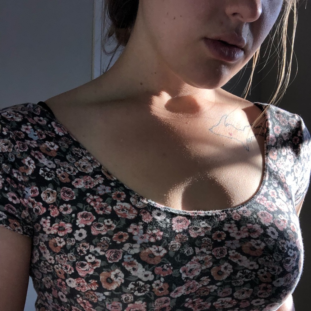 Floral Crop Off Shoulder Tee